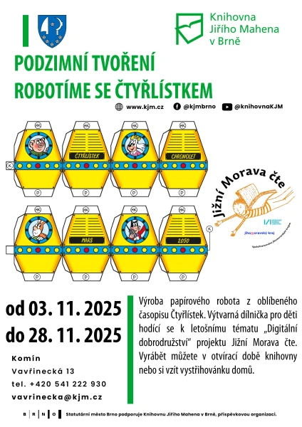 Akce KJM: Podzimní tvoření – Robotíme se Čtyřlístkem