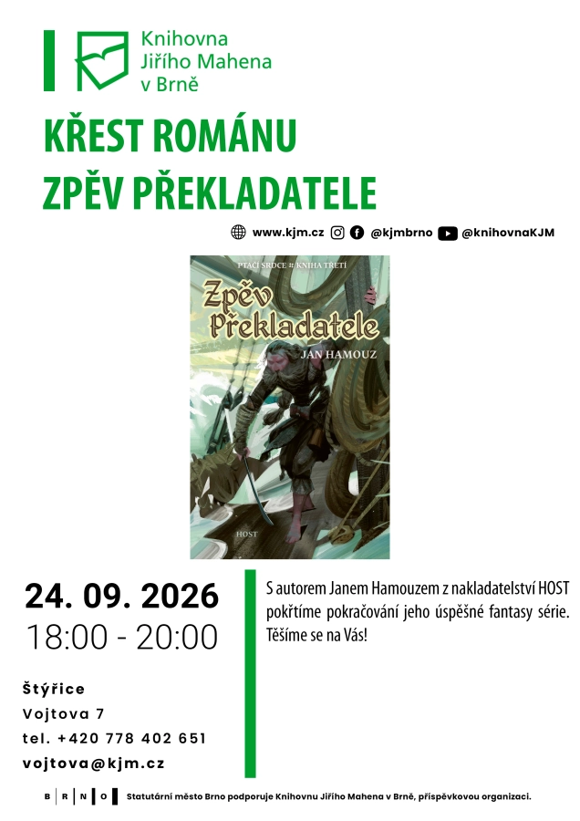 Akce KJM: Křest románu Zpěv překladatele